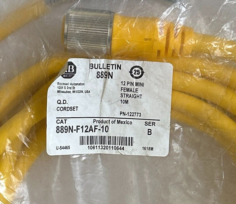 NEW SEALED ALLEN BRADLEY 889N-F12AF-10 /B QD CORDSET 12-PIN MINI FEMALE 10M