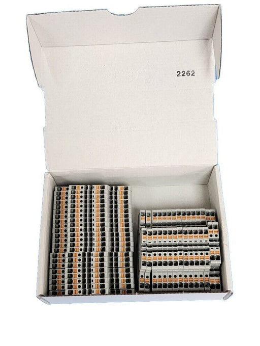 BOX OF 37 NEW ALLEN BRADLEY 1492-PD3 /A IEC FEED-THROUGH PUSH-IN TERMINAL BLOCKS