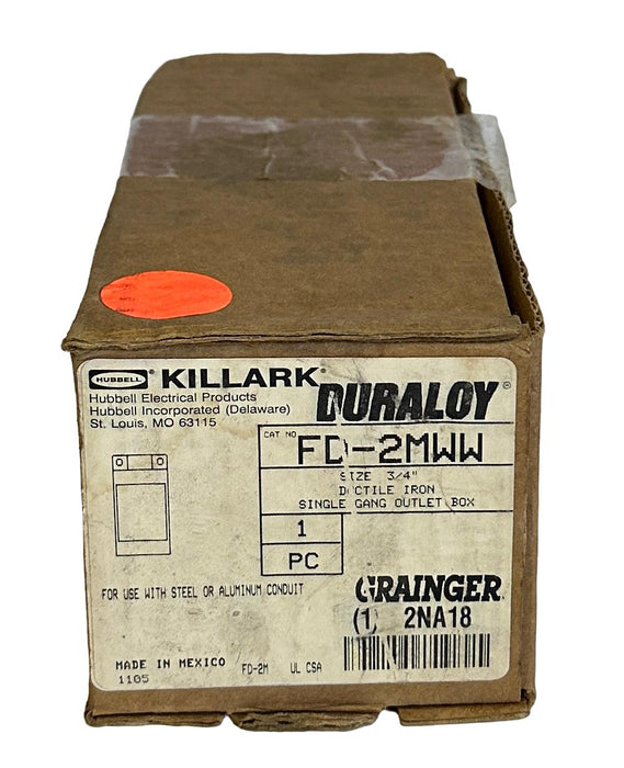 NEW KILLARK FD-2MWW / FD2MWW DURALOY SINGLE GANG OUTLET BOX 3/4'' 2NA18
