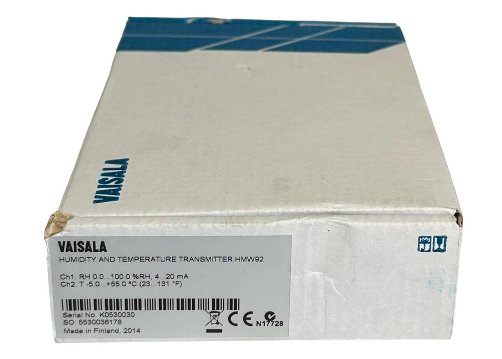 NEW VAISALA HMW92 RELATIVE HUMIDITY AND TEMPERATURE TRANSMITTER 4-20mA NOS