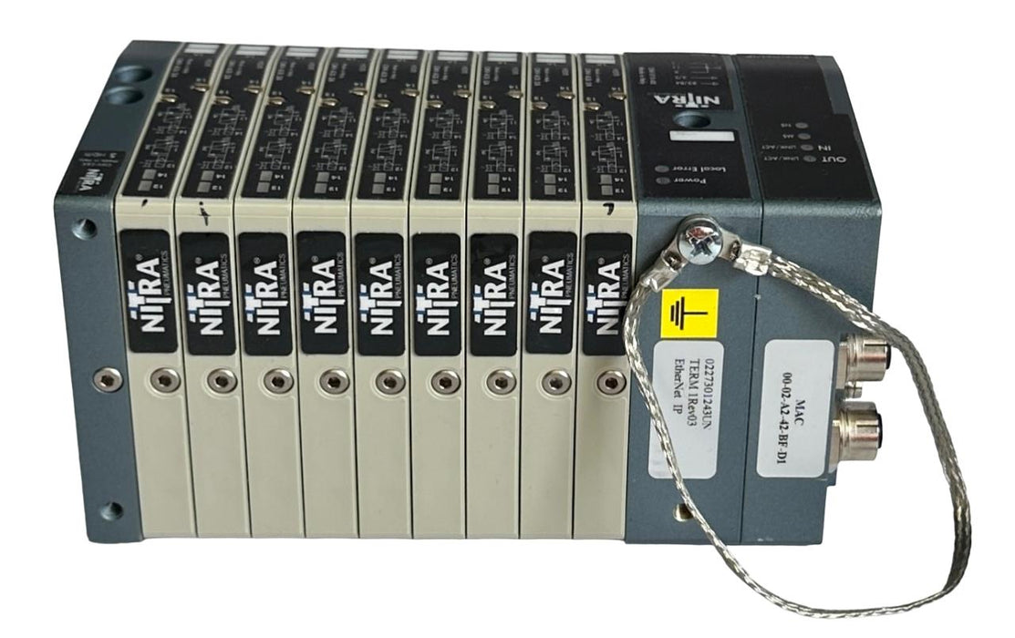 NEW NITRA CMV-E1X-4X EtherNet/IP MODULE W/ 9 CMV-A3L-A2 MODULAR VALVES CMV-C4X