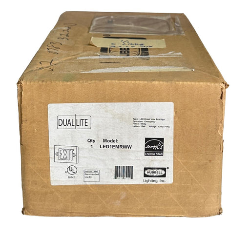 NEW HUBBELL DUAL LITE LED1-EM-RWW / LED1EMRWW LED EXIT SIGN 120/277VAC 60Hz