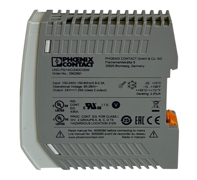 NEW PHOENIX CONTACT UNO-PS/1AC/24DC/30W / 2902991 UNO POWER SUPPLY 100-240V
