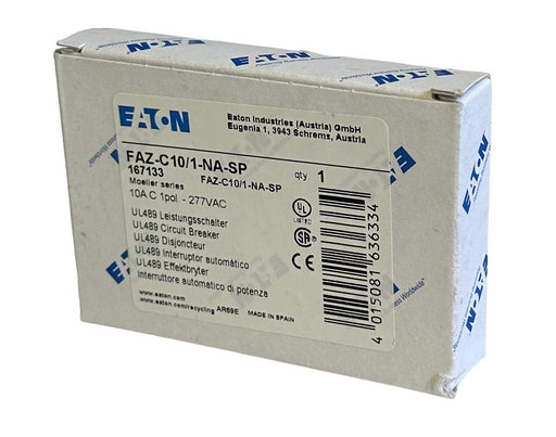 NEW EATON FAZ-C10/1-NA-SP / 167133 MOELLER SERIES 10A CIRCUIT BREAKER 1P 277VAC