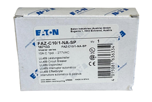 NEW EATON FAZ-C10/1-NA-SP / 167133 MOELLER SERIES 10A CIRCUIT BREAKER 1P 277VAC