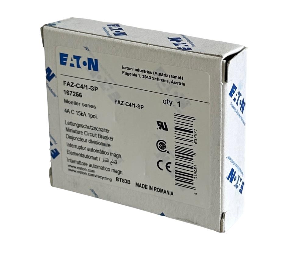 NEW EATON FAZ-C4/1-SP / 167256 MOELLER SERIES 4A CIRCUIT BREAKER 1POL 15kA