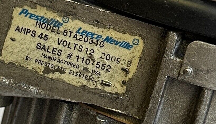 REPAIRED PRESTOLITE LEECE-NEVILLE 8TA2034G OEM ALTERNATOR FOR FORKLIFT 45A 12V