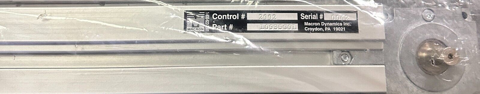 NEW MACRON DYNAMICS 10935C01 / 2992 LINEAR SLIDE RAIL VPPD NBC LEFT 54'' TOTAL