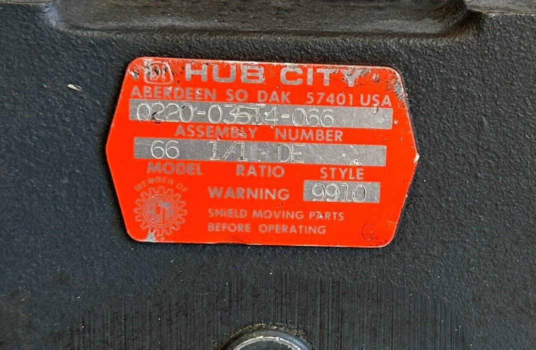 NEW HUB CITY 0220-03514-066 / 022003514066 MODEL 66 BEVEL GEAR REDUCER 1/1 RATIO