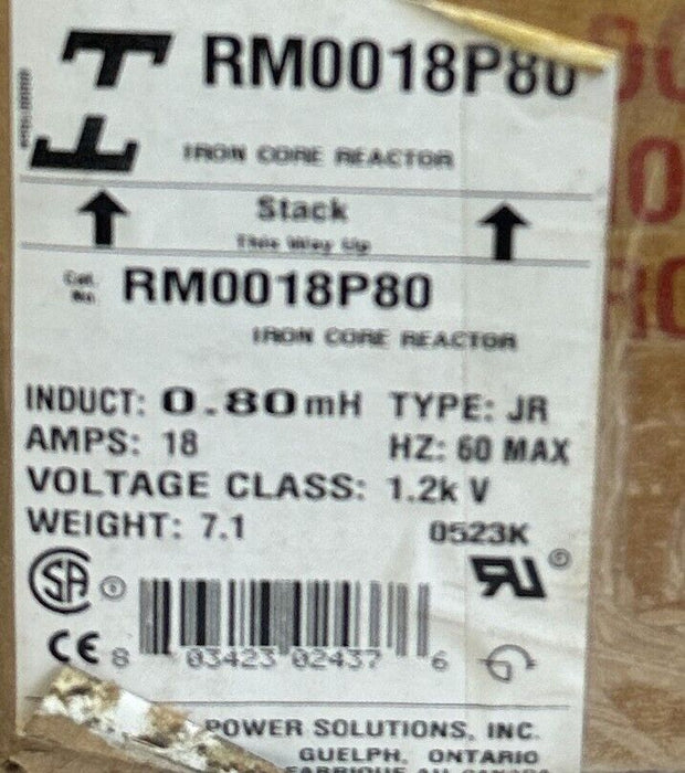 NEW HAMMOND POWER SOLUTIONS RM0018P80 IRON CORE LINE REACTOR 18A 1.2kV 60Hz JR