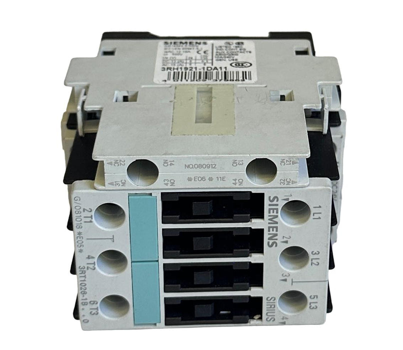 SIEMENS 3RT1026-1BB40 / 3RT10261BB40 SIRIUS CONTACTOR 3-POLE 24VDC 3RH1921-1DA11