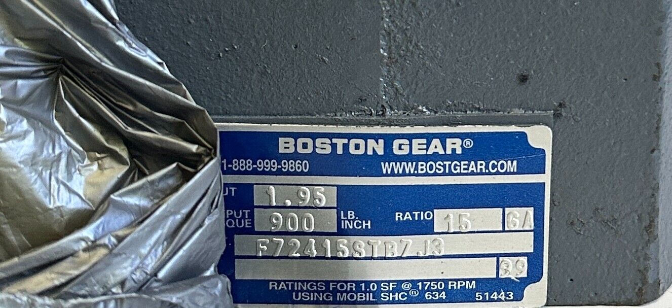 NEW BOSTON GEAR F724-15ST-B7-J3 / F72415STB7J3 WORM GEAR REDUCER 15:1 RATIO