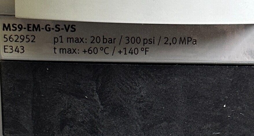 FESTO MS9-EM-G-S-VS / 562952 MS SERIES SHUT-OFF VALVE ON/OFF 20BAR 300PSI 2,0MPa