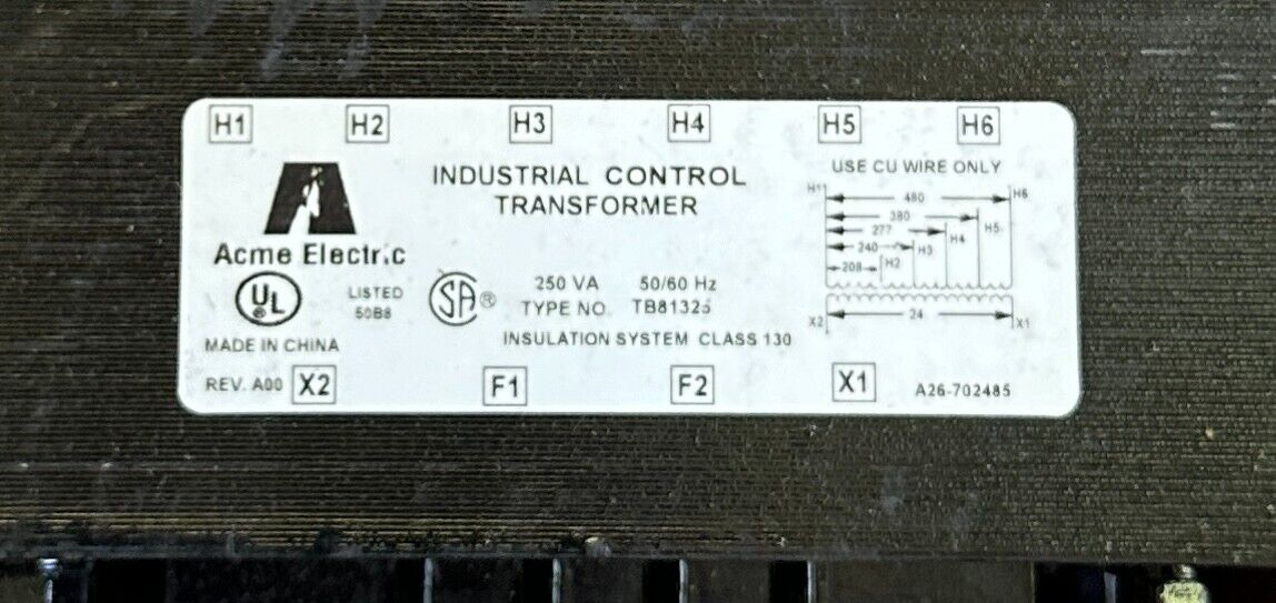 NEW ACME ELECTRIC TB-81325 / TB81325 INDUSTRIAL CONTROL TRANSFORMER 250VA 1PH