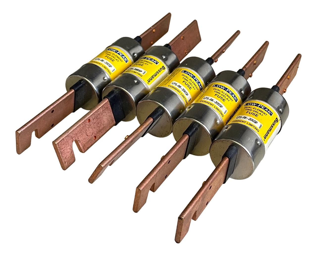 5 BUSSMANN LPS-RK-200SP / LPSRK200SP LOW-PEAK TIME-DELAY FUSES 600VAC/300VDC