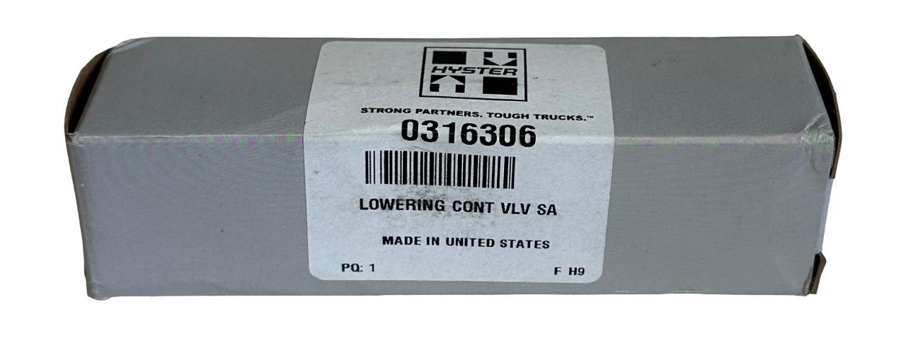 NEW HYSTER 0316306 / HY0316306 OEM LOWERING CONTROL VALVE FOR FORKLIFT