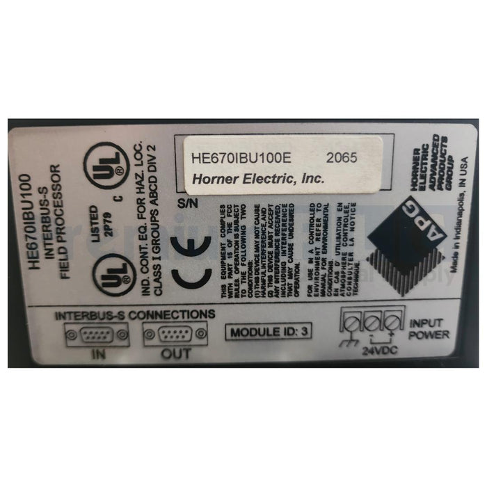 HORNER ELECTRIC HE670IBU100E INTERBUS-S FIELD PROCESSOR GE FANUC FIELD CONTROL