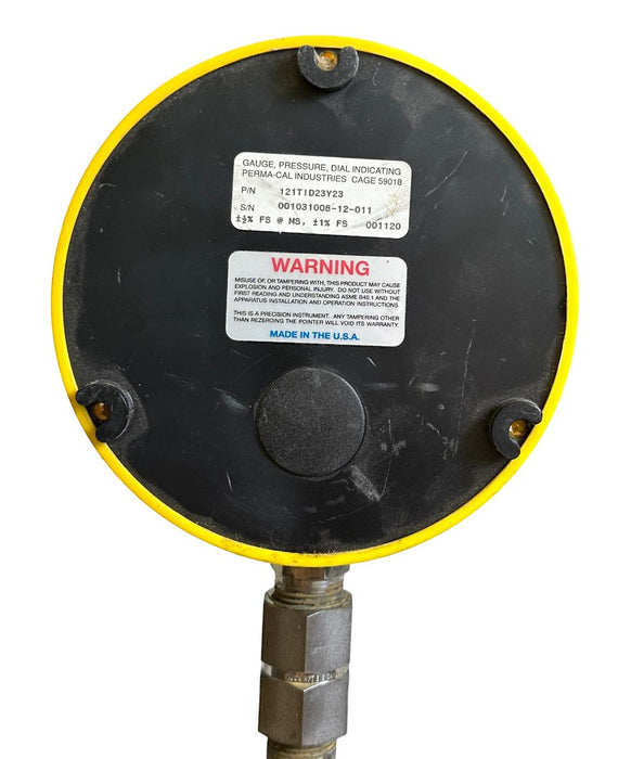 PERMA-CAL INDUSTRIES 121TID23Y23 DIAL INDICATING PRESSURE GAUGE 0-160PSI