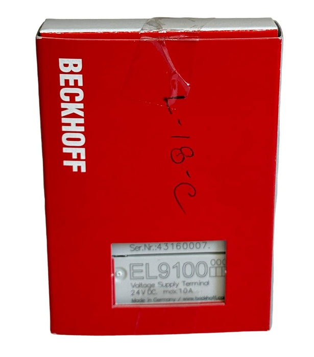 NEW BECKHOFF EL9100 I/O SERIES VOLTAGE SUPPLY TERMINAL 24VDC 10A OEM