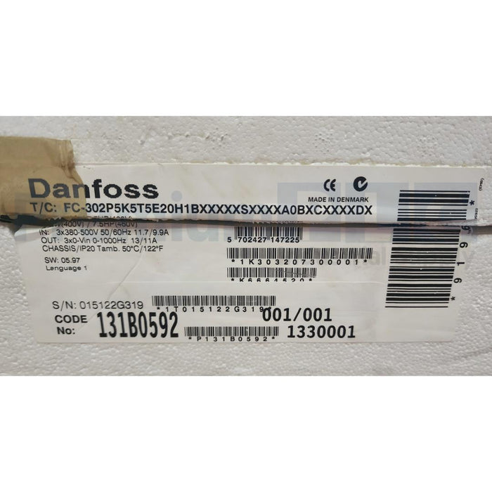 DANFOSS 131B0592 VLT AutomationDrive FC-302 7.5HP w/ 195N3100 LC/RFI FILTER NSMP