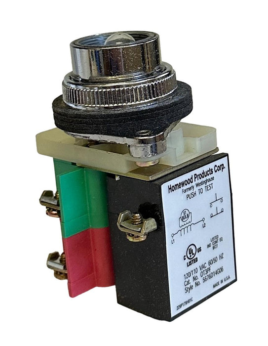 NEW WESTINGHOUSE HPC OT3PF PUSH TO TEST LIGHT 120VAC PUSHBUTTON 30mm 60Hz