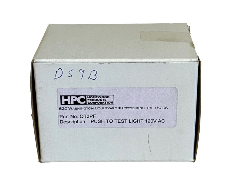 NEW WESTINGHOUSE HPC OT3PF PUSH TO TEST LIGHT 120VAC PUSHBUTTON 30mm 60Hz