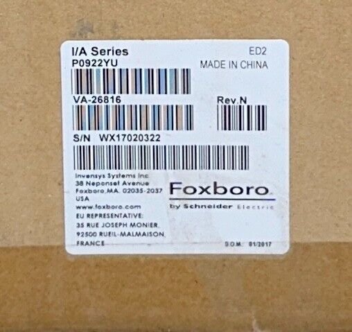 NEW FOXBORO P0922YU / VA-26816 I/A SERIES POWER SUPPLY Rev. N FPS400-24 NSMP