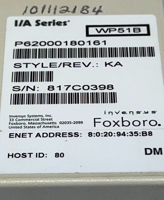 NEW FOXBORO P62000180161 / 600-3903-03 I/A SERIES SUN SPARC STATION Rev. KA NSMP