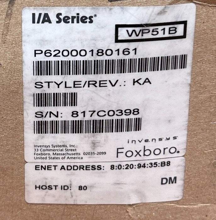 NEW FOXBORO P62000180161 / 600-3903-03 I/A SERIES SUN SPARC STATION Rev. KA NSMP