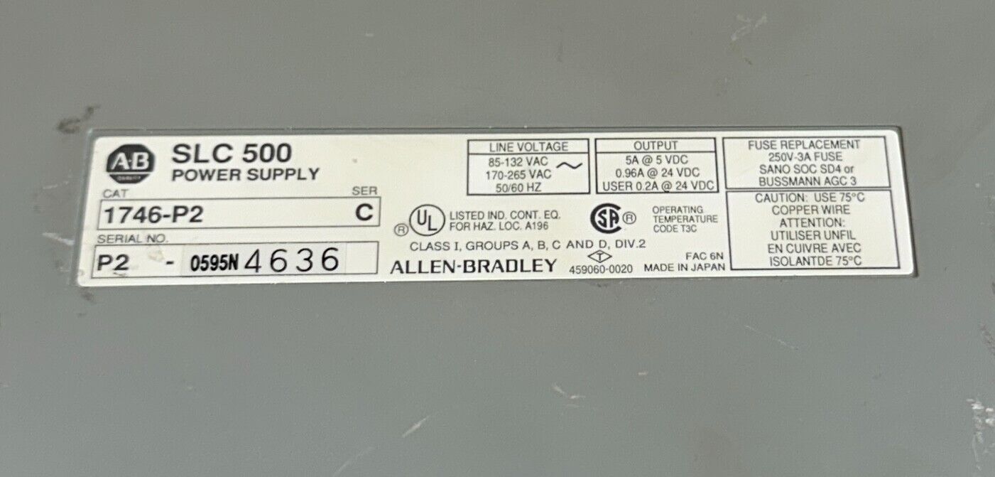 ALLEN BRADLEY 1746-A10 /A SLC 500 10-SLOT CHASSIS 1746-P2 /C POWER SUPPLY & MORE