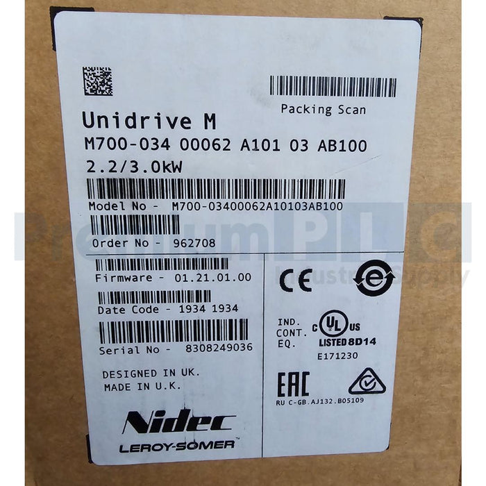 NEW NIDEC LEROY SOMER M700-034 00062 A101 03 AB100 UNIDRIVE M 2.2/3.0kW W/KEYPAD