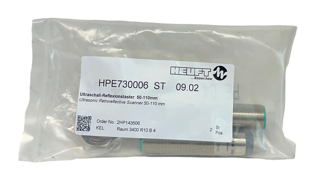 2 NEW SEALED HEUFT HPE730006 ST 09.02 ULTRASONIC SCANNER SENSOR 50-110mm NSFS