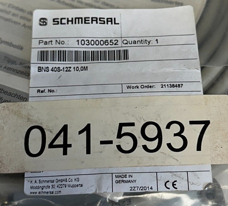 NEW SEALED SCHMERSAL BNS 40S-12Z 10,0M / 103000652 SAFETY SWITCH 10M CABLE NSFS