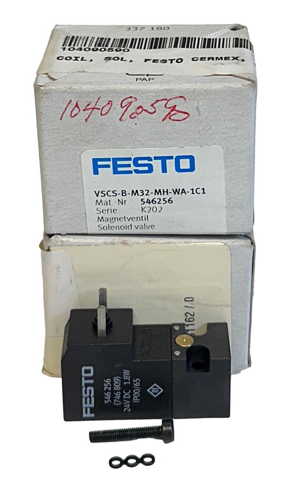 2 NEW FESTO VSCS-B-M32-MH-WA-1C1 / 546256 SOLENOID VALVES 24VDC 1.8W NSMP