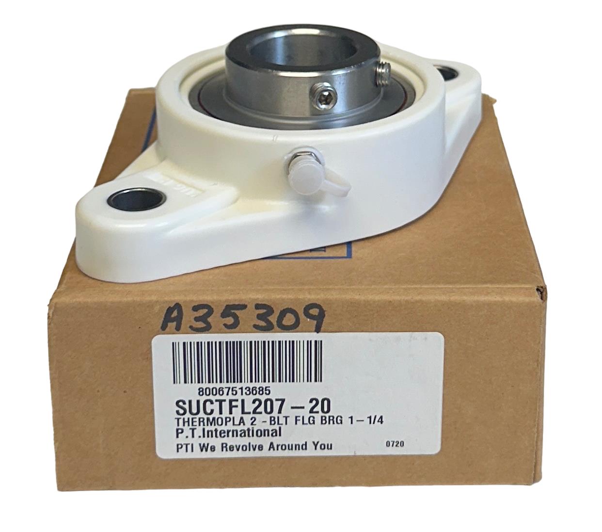 NEW PTI SUCTFL207-20 / SUCTFL20720 THERMOPLASTIC 2-BOLT FLANGE BEARING 1-1/4''