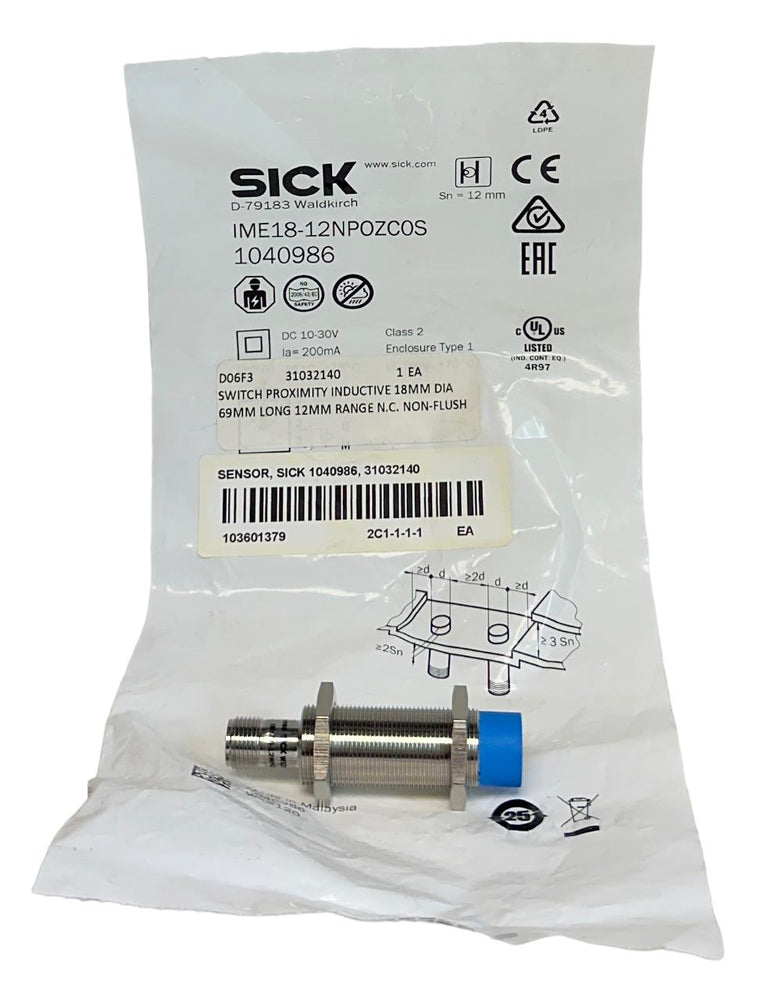 NEW SICK IME18-12NPOZCOS / 1040986 INDUCTIVE PROXIMITY SENSOR 10-30VDC NSMP