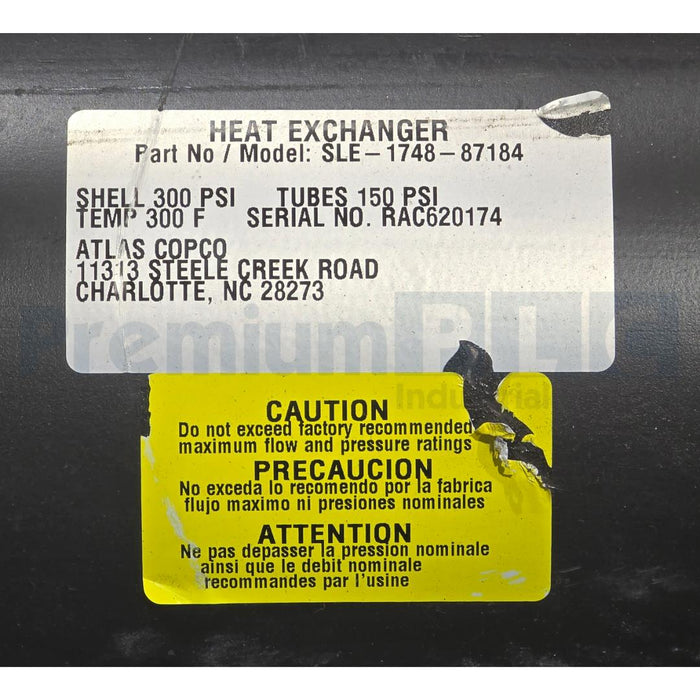 ATLAS COPCO TTP SLE-1748-87184 HEAT EXCHANGER SHELL/300PSI TUBES/150PSI 300F 48"