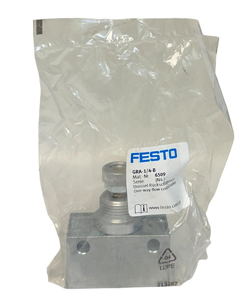NEW SEALED FESTO GRA-1/4-B / 6509 ONE-WAY PNEUMATIC FLOW CONTROL VALVE 1MPa NSFS