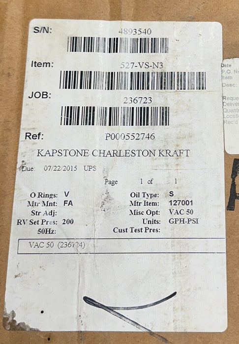 NEPTUNE 547-VS-N3 SERIES 500-VS HYDRAULIC METERING PUMP 29GPH@100PSI NSMP