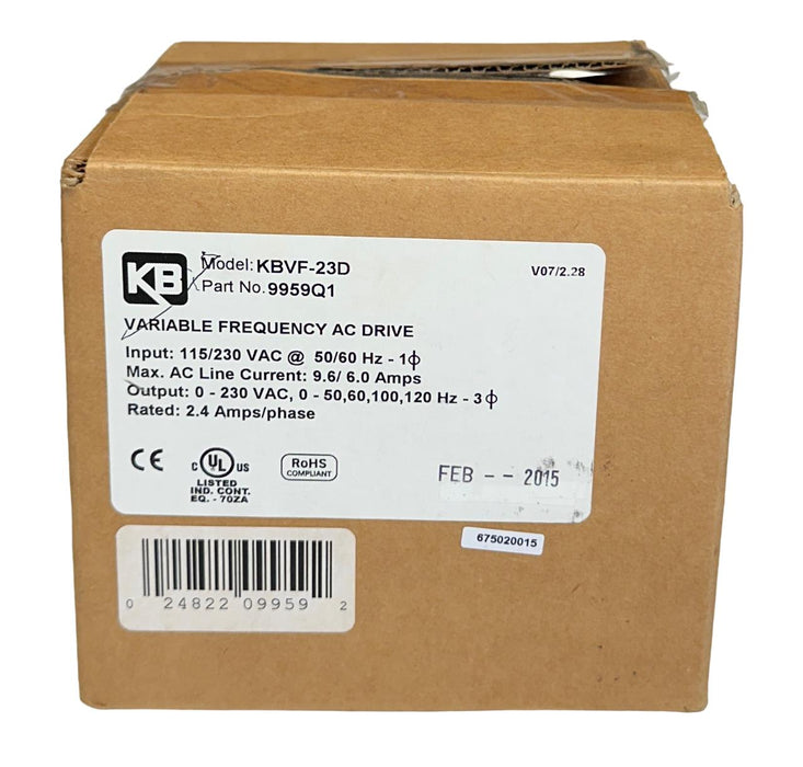 KB ELECTRONICS KBVF-23D / 9959Q1 VARIABLE FREQUENCY AC DRIVE 115/230VAC NSMP