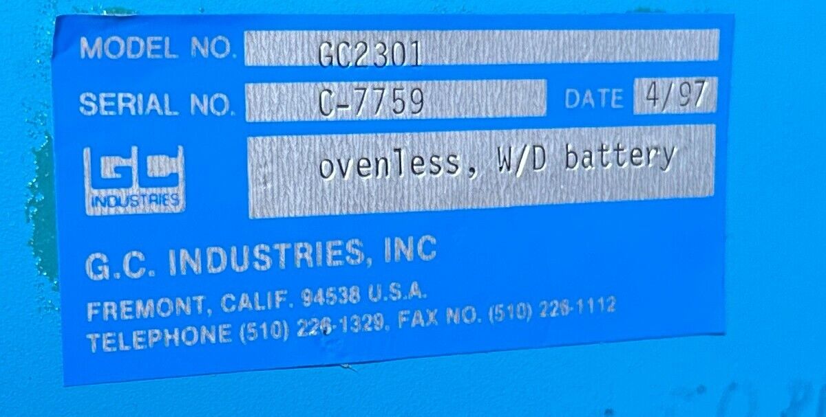 GC INDUSTRIES GC2301 PORTABLE OVENLESS GAS CALIBRATION SYSTEM W/ HEATER USNP