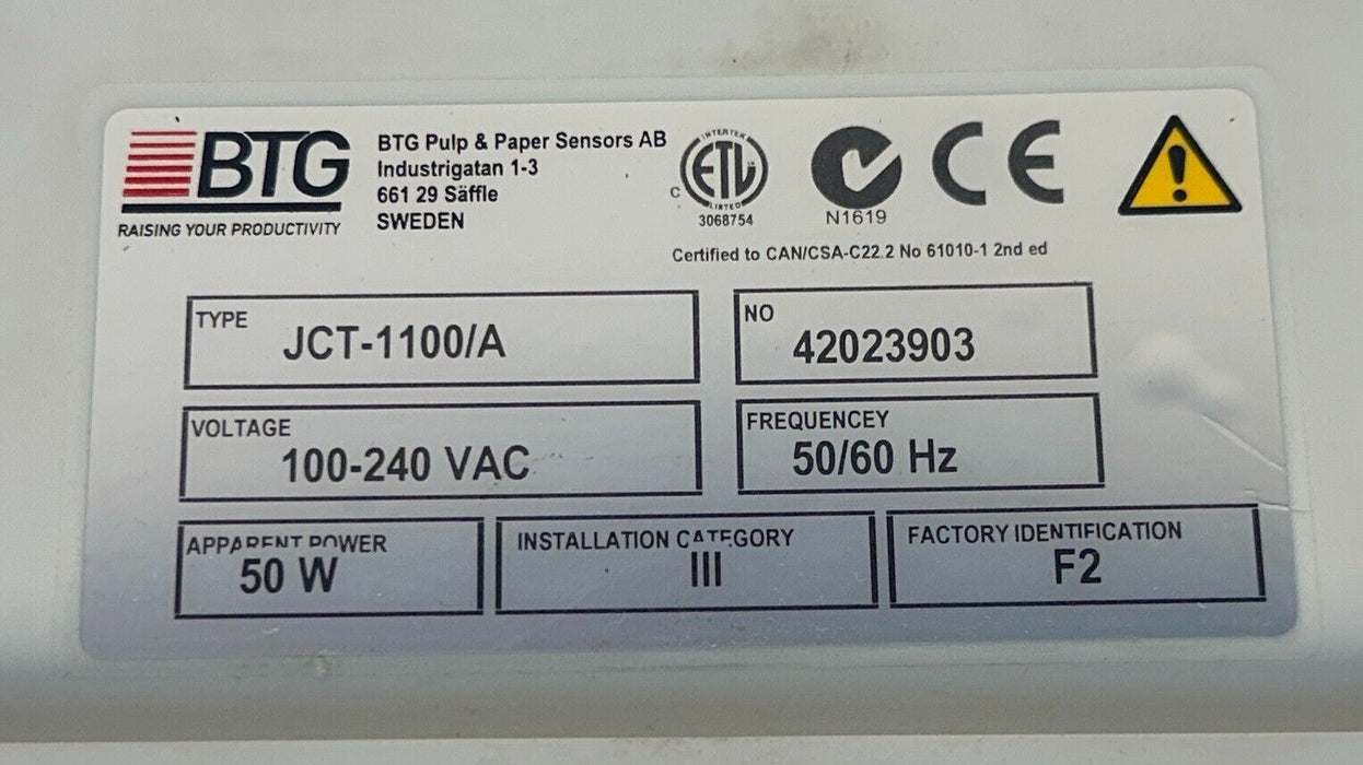 BTG MEK-2400 Pulptec CONSISTENCY TRANSMITTER 24V JCT-1100/A JUNCTION BOX NSNP *