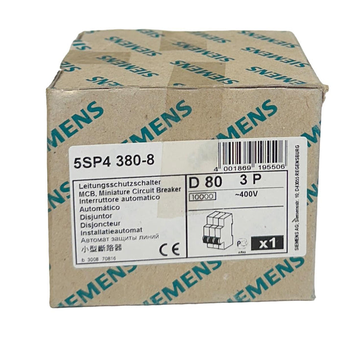 SIEMENS 5SP4380-8 / 5SP43808 MCB MINI CIRCUIT BREAKER 400V 3POLE NSMP