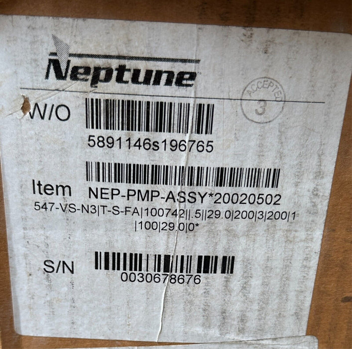 NEW NEPTUNE 547-VS-N3 / 547-VS-N3-T-S-FA-100742 HYDRAULIC PUMP W/ OPTIONS NSMP