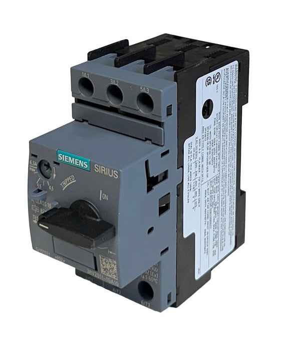 SIEMENS 3RV2011-1GA10 / 3RV20111GA10 CIRCUIT BREAKER 4.5-6.3A 690VAC 3POLE NSMP