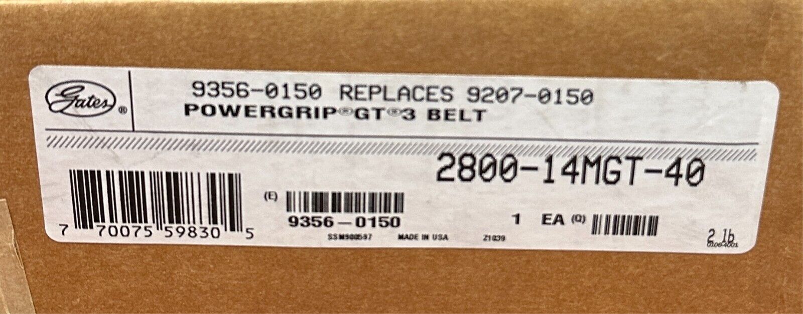 GATES 2800-14MGT-40 / 9356-0150 POWERGRIP GT 3 TIMING BELT 200 TEETH 14mm P NSFS