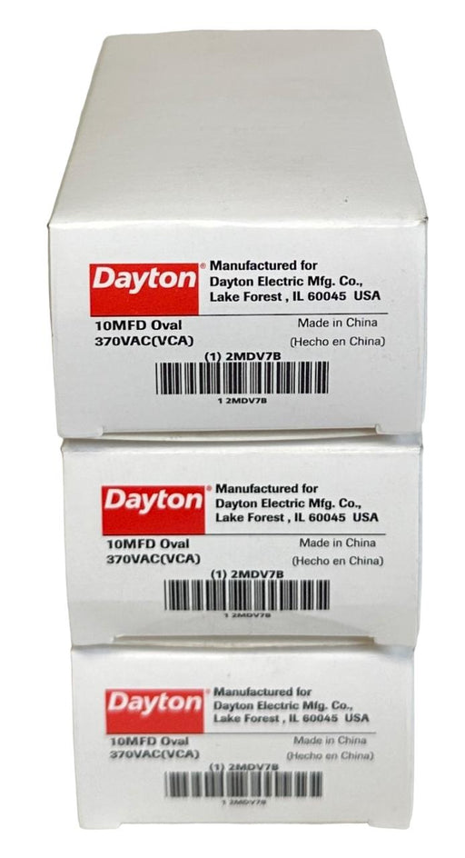 3 DAYTON 2MDV7B OEM 10MFD OVAL CAPACITORS 370VAC(VCA) NSMP