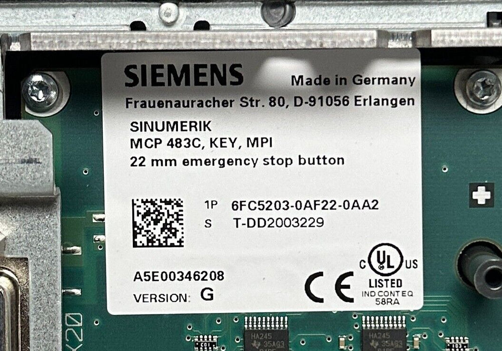 SIEMENS 6FC5203-0AF22-0AA2 / 6FC52030AF220AA2 SINUMERIK MCP 483C KEY MPI NSMP