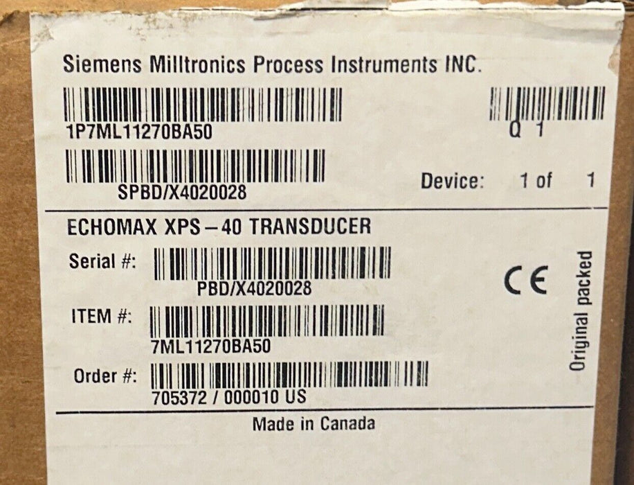 SIEMENS MILLTRONICS 7ML11270BA50 ECHOMAX XPS-40 TRANSDUCER 7ML1127 NSMP