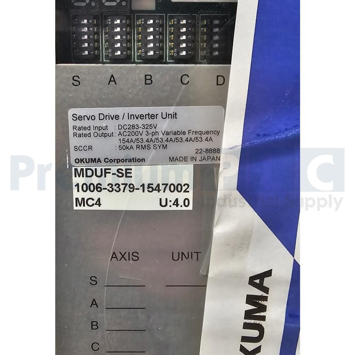 OKUMA MDUF-SE / 1006-3379-1547002 MC4 U:4.0 SERO DRIVE / INVERTER UNIT NSNP